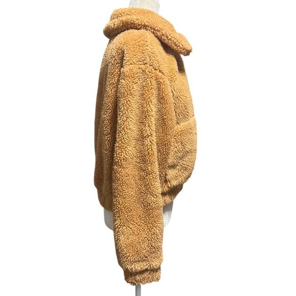Urban Outfitters Sherpa Fleece Zip Jacket – Tan Teddy Bomber – Women’s Small - Picture 3 of 7